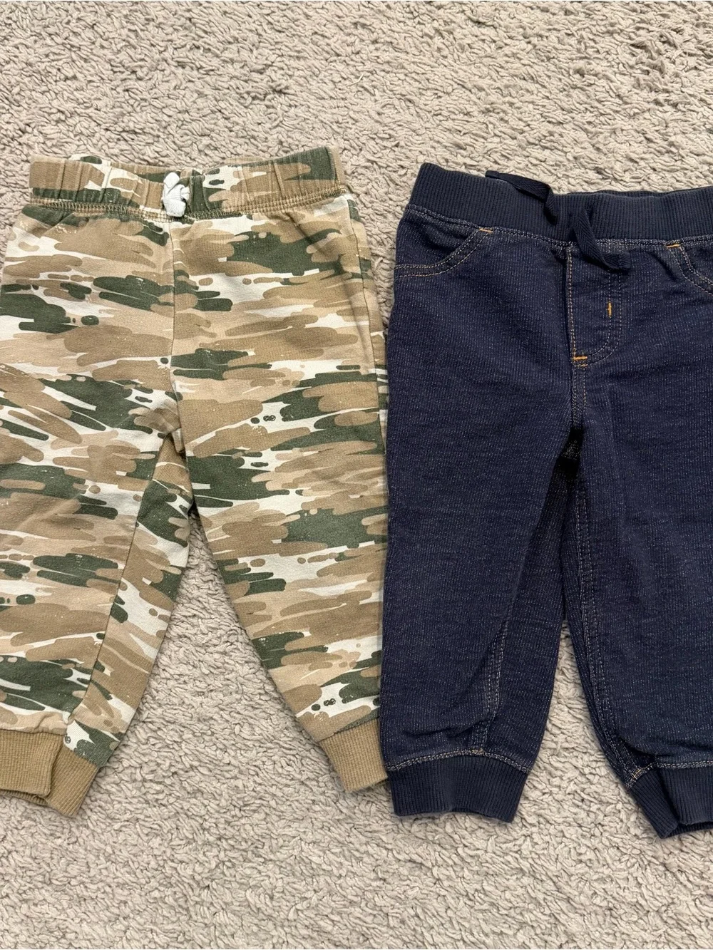 Carter's Boys Camo Joggers & Navy Knit Pants - Green, Tan, Navy
